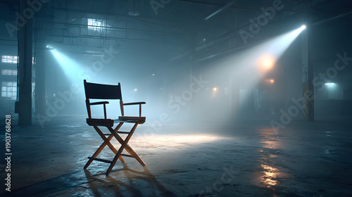 director's chair during filming in the rays of light