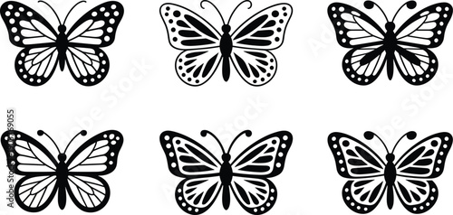 Butterfly silhouette set decorative butterfly vector collection insect wings clipart nature illustration isolated black butterfly shapes design element
