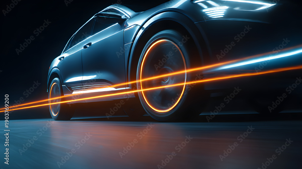 Naklejka premium car lights on the road