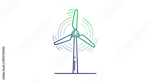 Modern wind turbine icon representing sustainable clean energy generation and ecological power