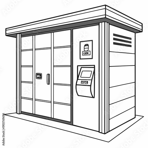 A well-maintained atm machine situated in a secure, enclosed kiosk.