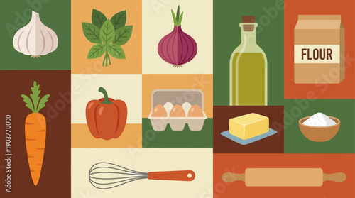 2D flat vector landscape of a green city with renewable energy and sustainable urban living