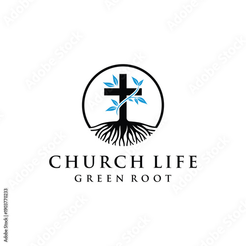 Rooted christian cross crucifix for Church community logo design inspiration