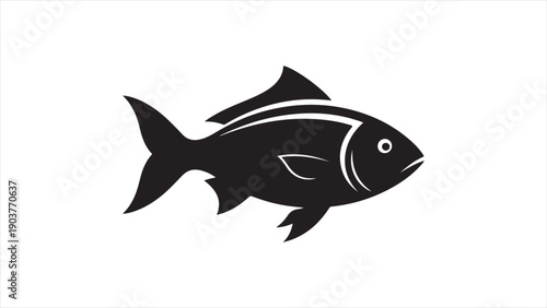Minimalist black and white fish vector illustration