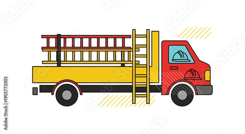 Fire Truck Ladder Vehicle Emergency Service Transport Illustration
