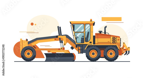 Flat Design Grader Machine Construction Vehicle