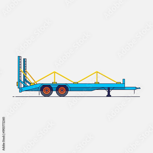 Flatbed Trailer Equipment For Transporting Heavy Goods And Machinery On The Road