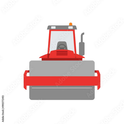 Flat Design Road Roller Vehicle for Construction Projects Illustration