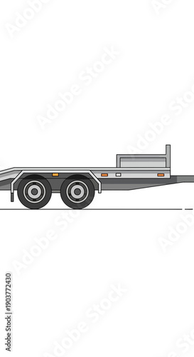 Flatbed Trailer Transportation Vehicle Outline For Cargo Haulage