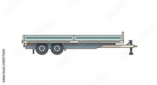 Flatbed Trailer Transportation Vehicle With Two Axles