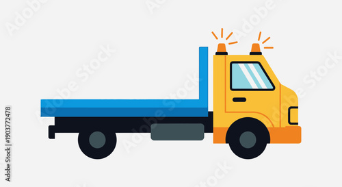 Flat Design Tow Truck With Flashing Lights Illustration Bright And Modern Graphic