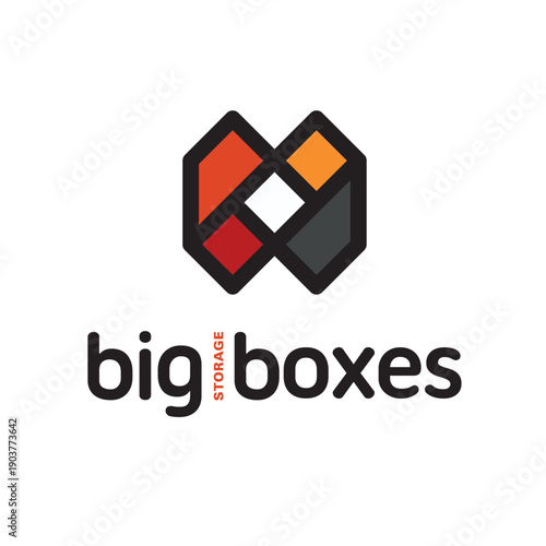 Vector logo with a concept of a storage place with modified letters B and B