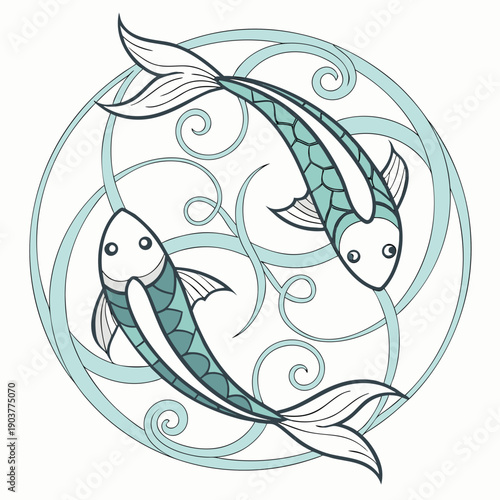 Aquatic renaissance diagram illustrating harmony, a symbolic visual representation of balance and interconnectedness.