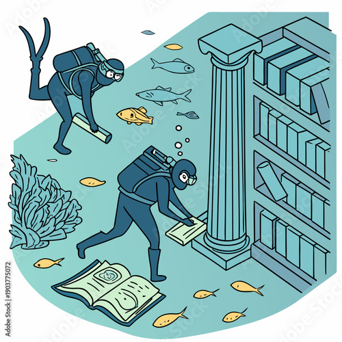 Symbolic diagram of harmony in an aquatic renaissance style, representing balance, connection, and conceptual unity.