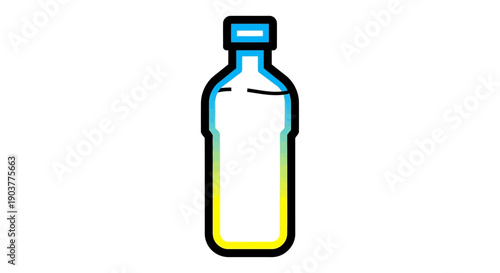 Minimalist Bottle Icon Illustration with Gradient Outline for Refreshment and Hydration Design