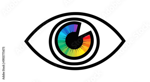 Abstract eye icon with vibrant rainbow colors representing vision and creativity and modern design