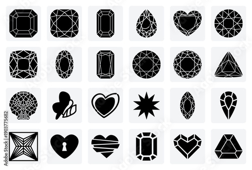 Guide To Diamond And Gem Shapes – A Visual Reference Of Popular Cuts For Jewelers, Designers, And Gemstone Enthusiasts.