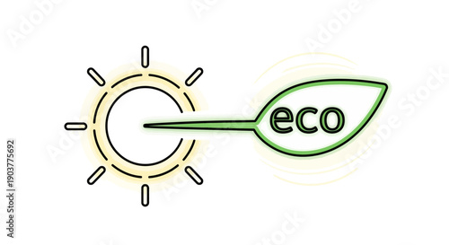 Illustrative depiction of solar energy powering an ecological future green and sustainable