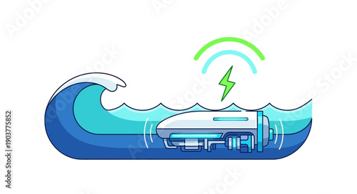 Sustainable ocean energy wave power generation technology producing clean electricity
