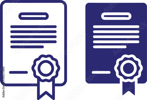 Certificate and award icon set for recognition and achievement