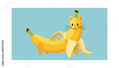 Cat playing inside a banana peel costume funny pet