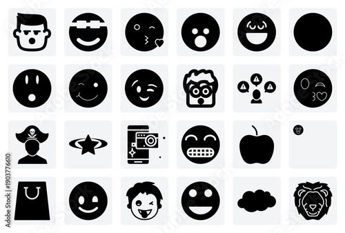 Expressive Smiley Faces For Digital Use – Wink, Kiss, And Shy Expressions For Website And Application User Interfaces
