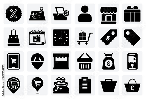 Mobile Commerce And Online Shopping Features – Store Locator, User Account, Promotional Gifts, And Delivery Tracking For App Design.