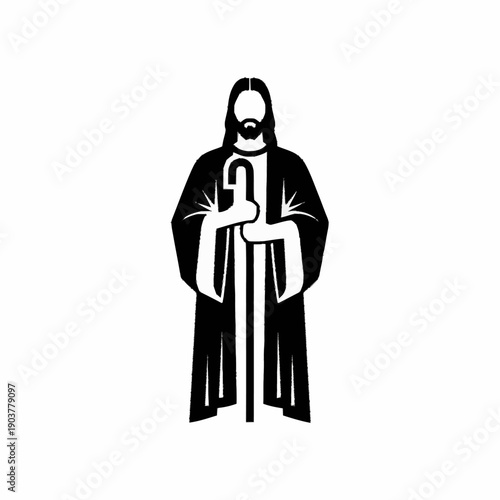 Jesus Christ figure holding a shepherds staff.