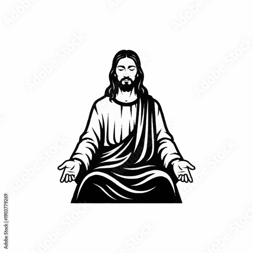 Jesus Christ meditating in a serene pose.