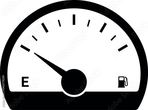 Fuel gauge icon showing low level on empty tank