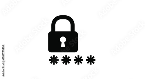 Black padlock icon with asterisks representing a password below it