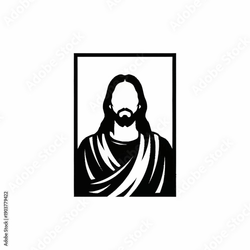 Jesus Christ Religious Iconography Silhouette Portrait.