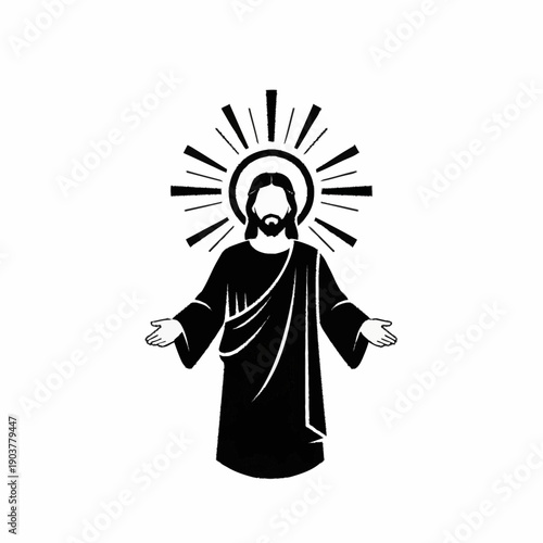 Jesus Christ Religious Iconography with Radiant Halo.