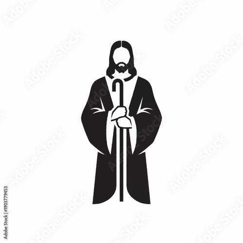 Jesus Christ Shepherd Icon Silhouette.