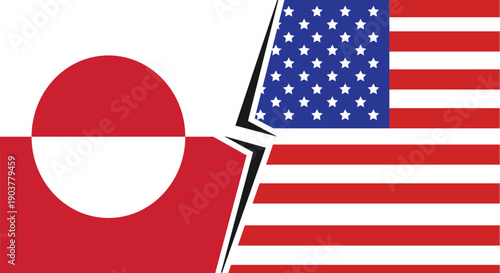 Greenland and United States Conflict Concept with National Flags