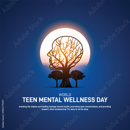 world teen mental wellness day 2026. world teen mental wellness day concept banner, poster, social media post, postcard, background, template, web banner, cover design etc.