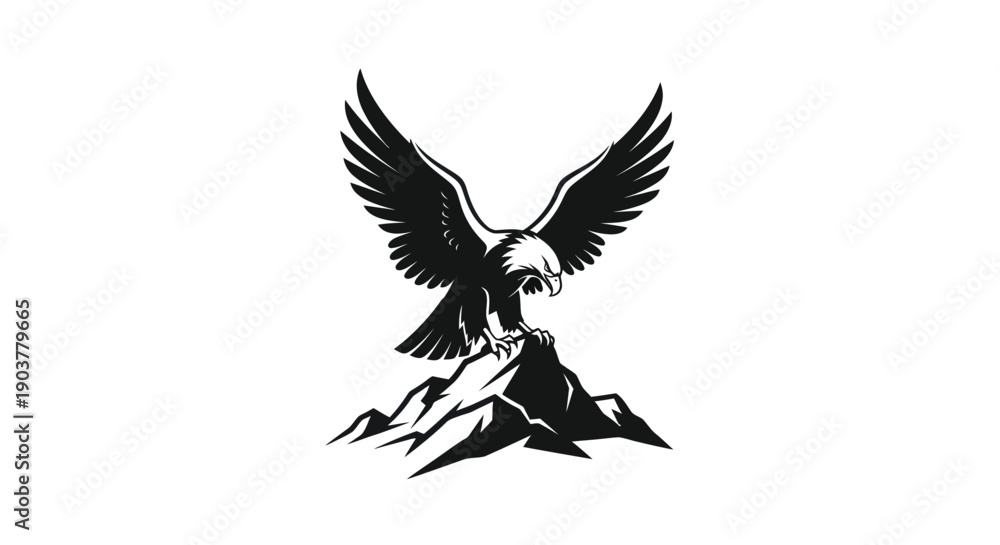 Obraz premium Eagle perched on mountain crest silhouette