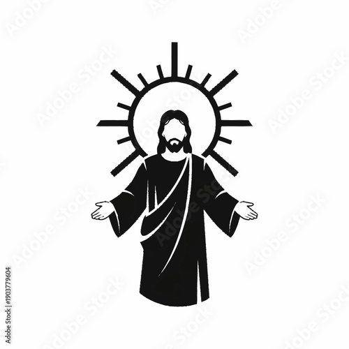 Jesus Christ with Radiant Halo and Open Arms.