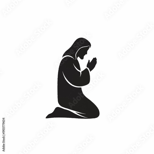Silhouette of a person kneeling in prayer.