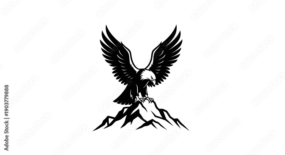 Obraz premium Eagle perched on mountain peak