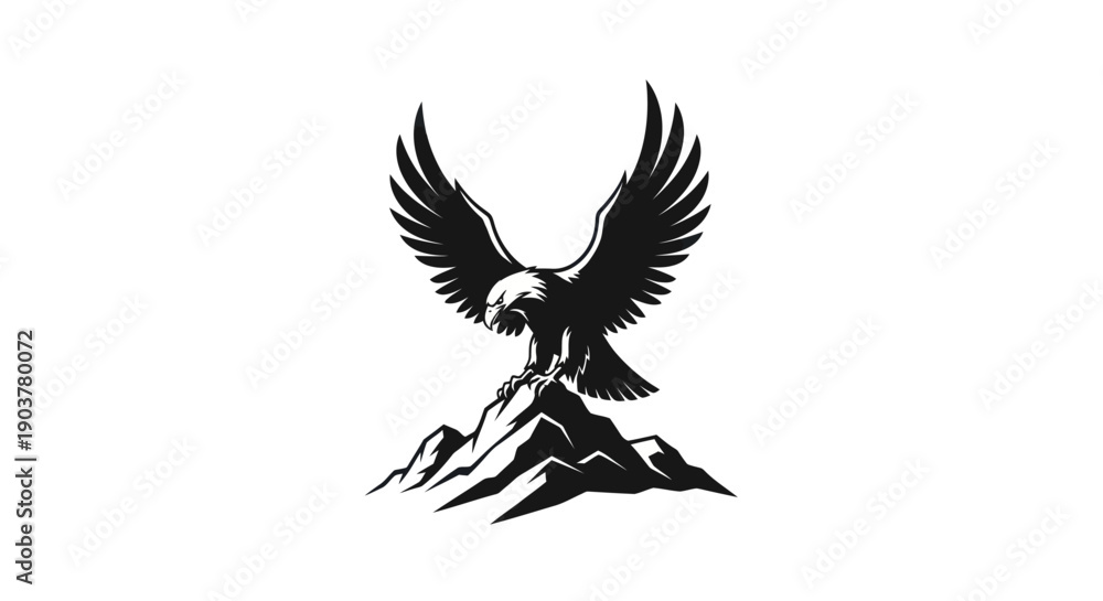 Obraz premium Eagle perched on mountain peak illustration