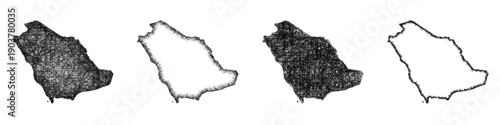 Sketch Saudi Arabia map design set