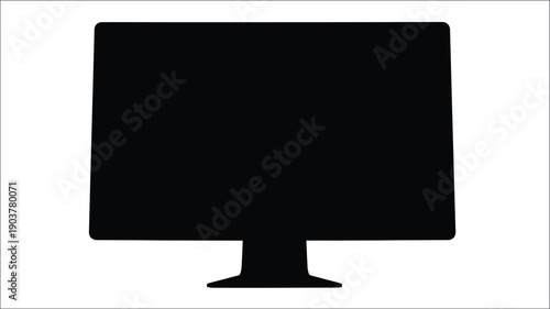 A simple black monitor display a stark visual representation silhouette