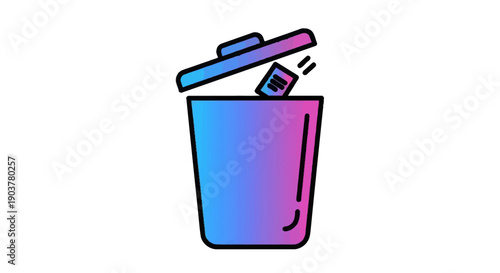 Vibrant blue and purple gradient delete icon for digital waste disposal and removal interface