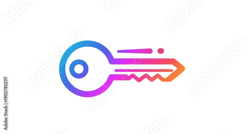 Gradient colored key icon representing digital access and security solutions for modern technology