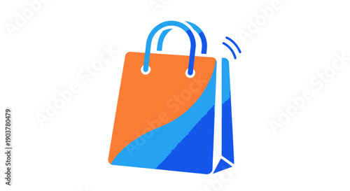 Vibrant modern shopping bag icon for online retail and digital commerce platforms representing