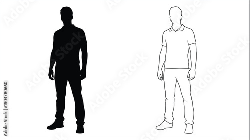 Two male figures one solid black and one outlined a striking silhouette