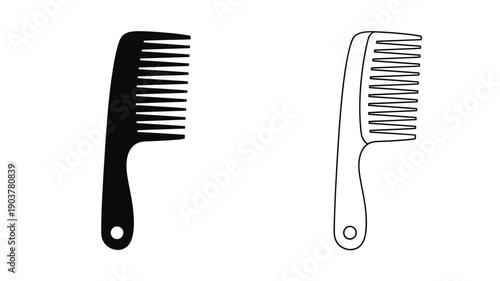 Two combs one black and one white presented in a simple style silhouette