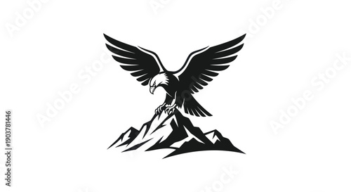 Eagle soaring above mountains