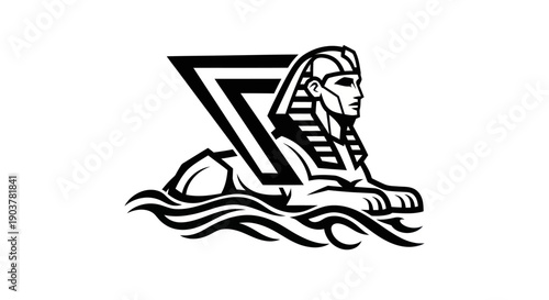 Egyptian sphinx symbol on white background
